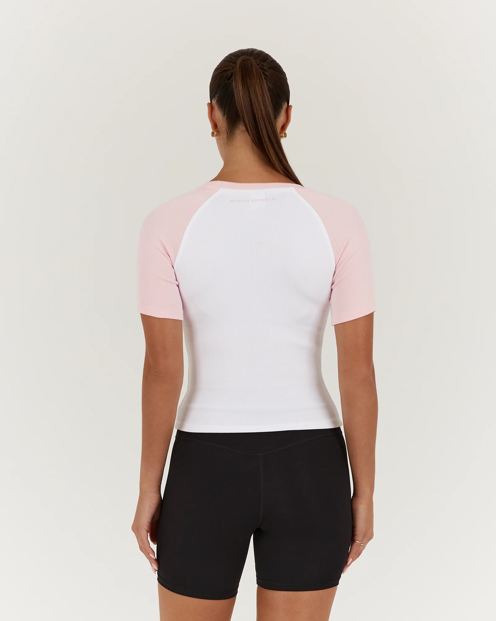 LEGACY SHORT SLEEVE TOP - WHITE PINK - Image 3