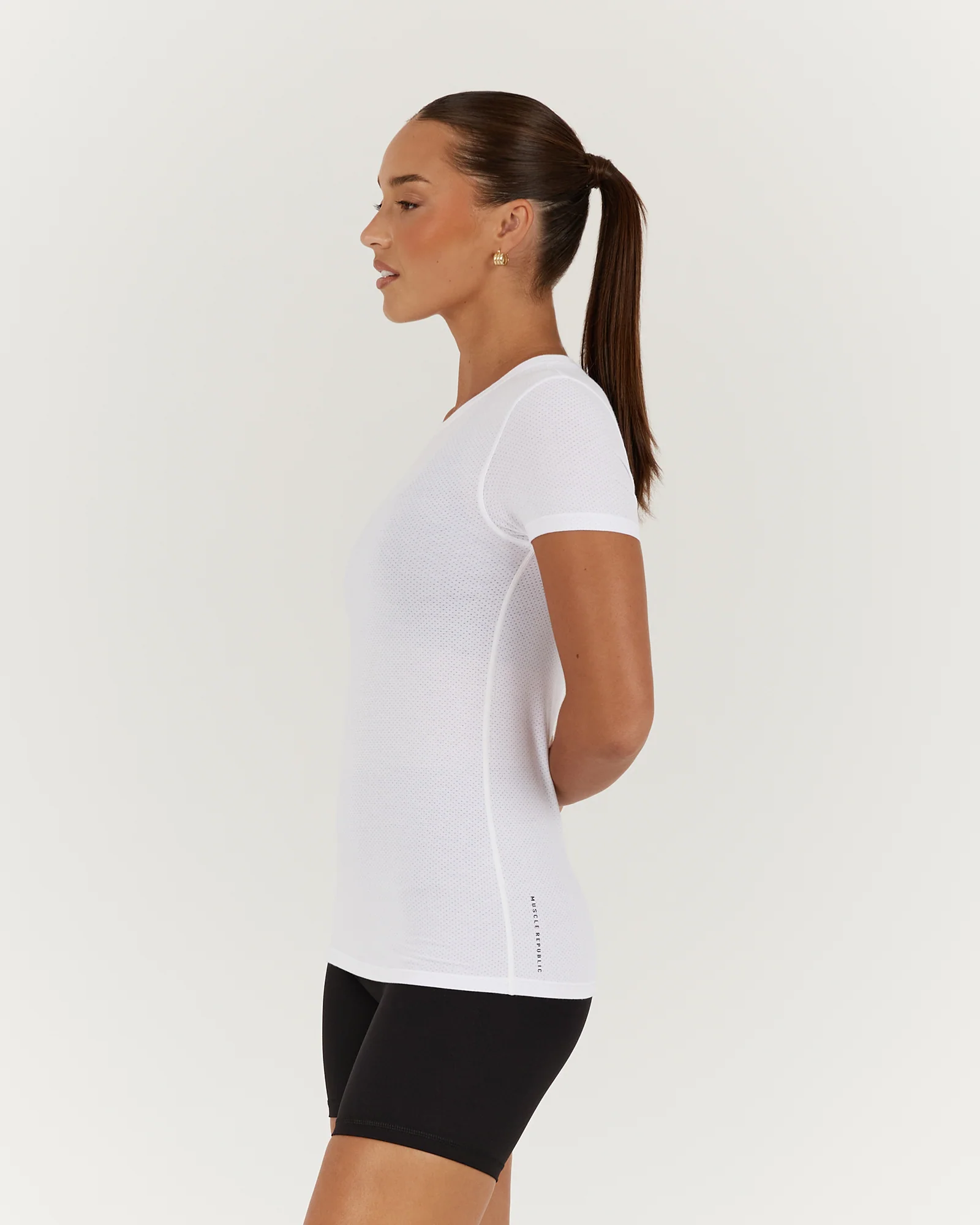 MYLA FITTED SHORT SLEEVE TOP - WHITE - Image 3