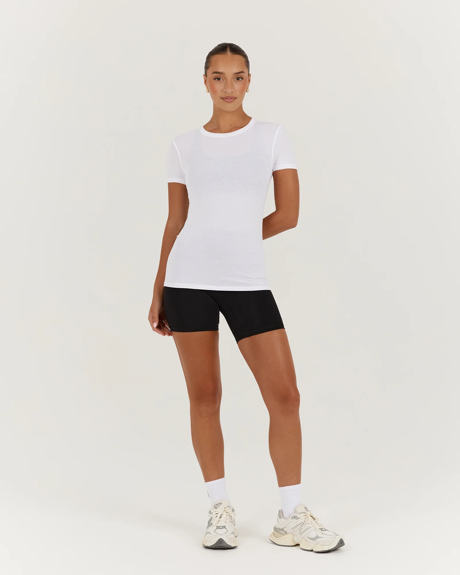 MYLA FITTED SHORT SLEEVE TOP - WHITE - Image 5